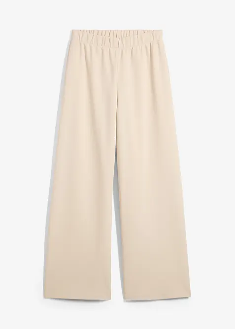 Marlenehose aus Piqué in beige von vorne - bonprix