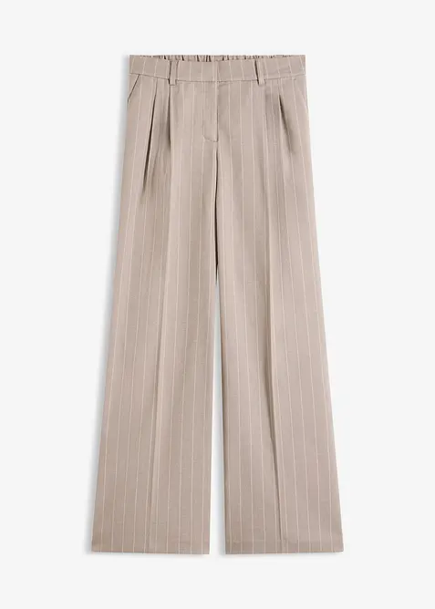 Nadelstreifen Marlenehose aus softem Viskose-Mix in braun von vorne - bonprix
