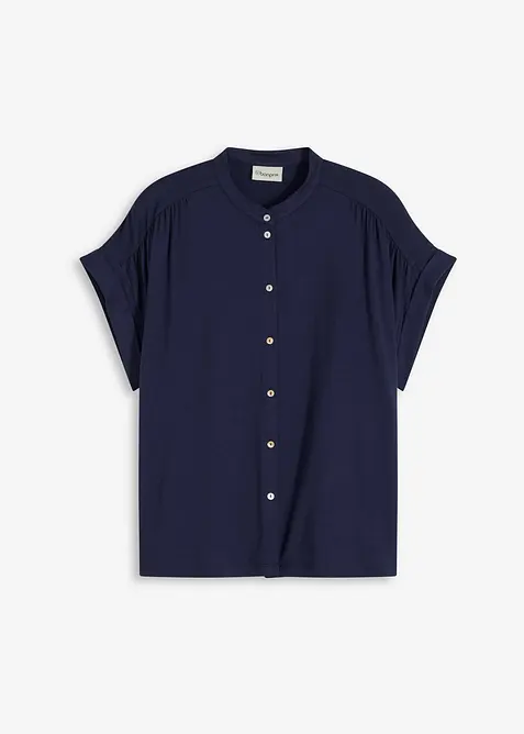 Shirtbluse aus softem Viskose Mix in blau von vorne - bonprix