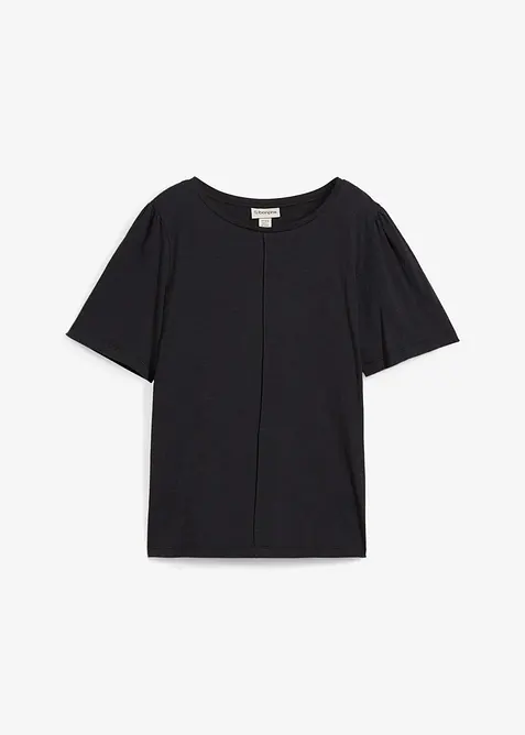 T-Shirt aus reiner Baumwolle in schwarz von vorne - bonprix