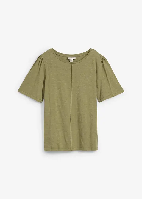 T-Shirt aus reiner Baumwolle in grün von vorne - bonprix