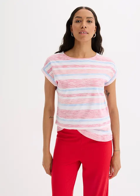 T-Shirt aus reiner Bio-Baumwolle in rot von vorne (im Anschnitt) - bonprix