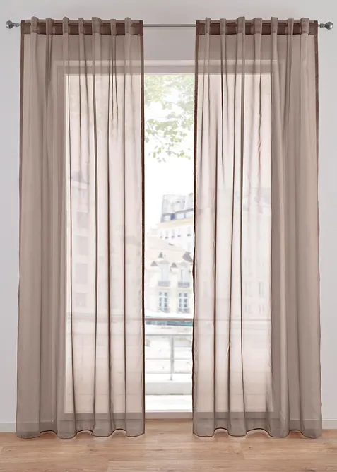 Transparente Gardine aus feinem Voile (1er Pack) in braun - bonprix