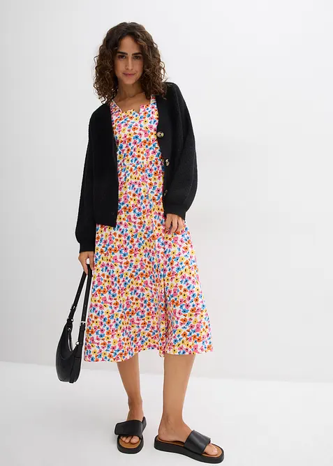 Shirtkleid aus Baumwoll-Viskose-Mix in weiß im Look von vorne (Totalaufnahme) - bonprix
