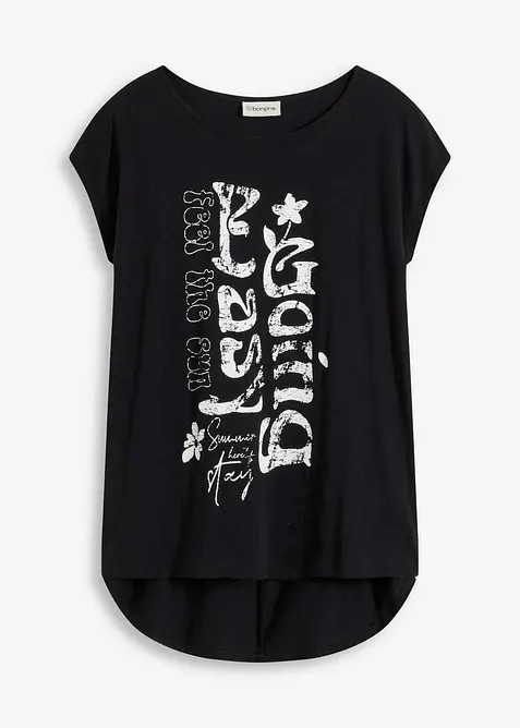 Longshirt aus reiner Bio-Baumwolle in schwarz von vorne - bonprix