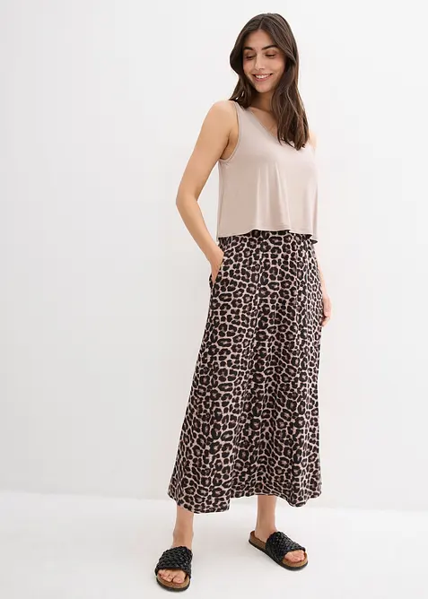 Shirtkleid aus elastischem Viskose-Mix in grau von vorne (Totalaufnahme) - bonprix
