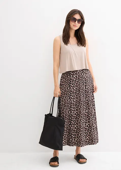 Shirtkleid aus elastischem Viskose-Mix in grau im Look von vorne (Totalaufnahme) - bonprix