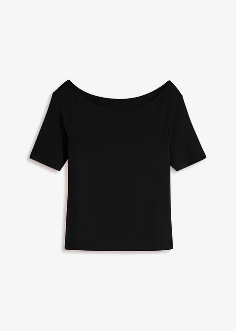 Carmenshirt in Viskose-Mix in schwarz von vorne - bonprix