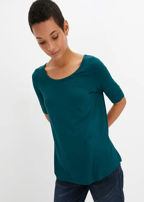 Shirt aus softem Viskose-Mix in grün von vorne (im Anschnitt) - bonprix