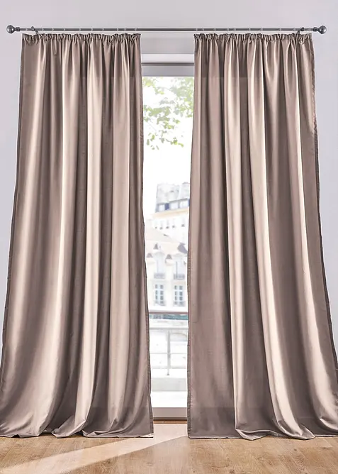 Blickdichte Vorhänge aus Microfaser (2er Pack) in beige - bonprix