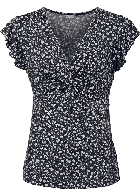 Shirt aus Viskose-Mix in schwarz von vorne - bonprix