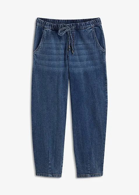 Barrel-Jeans, Mid Waist, Bequembund in blau von vorne - bonprix
