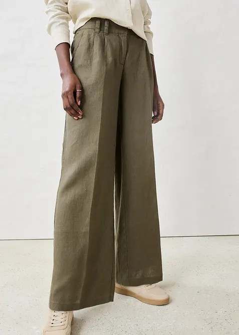 Leinenhose in grün von vorne - bonprix