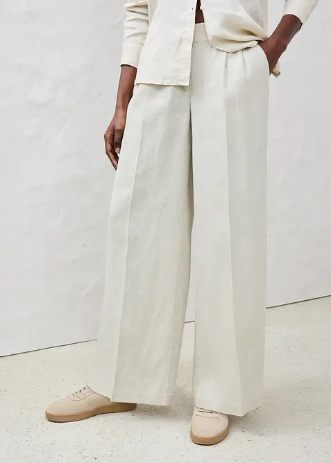 Leinenhose in beige von vorne - bonprix