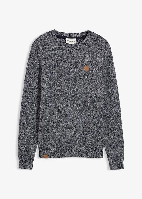 Feinstrickpullover in Regular Fit in blau von vorne - bonprix