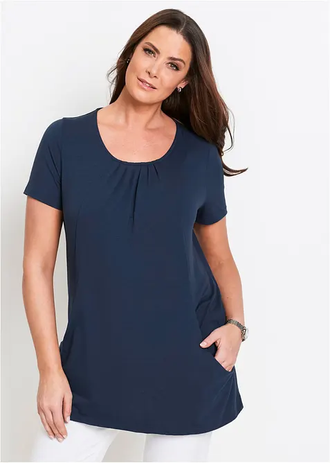 Longshirt mit Viskose in blau von vorne (im Anschnitt) - bonprix