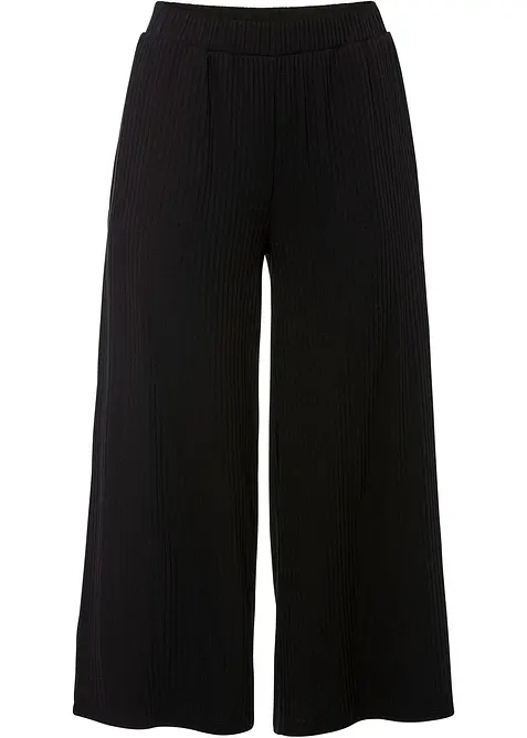 Jersey-Hose aus Rippe mit Bequembund in schwarz von vorne - bonprix