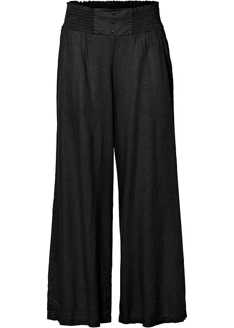 Marlenehose aus luftigem Leinen-Mix in schwarz von vorne - bonprix