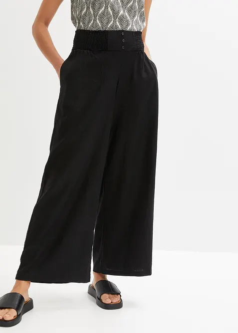 Marlenehose aus luftigem Leinen-Mix in schwarz von vorne - bonprix