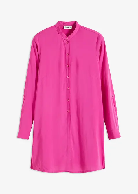 Longbluse aus fließender Viskose in pink von vorne - bonprix