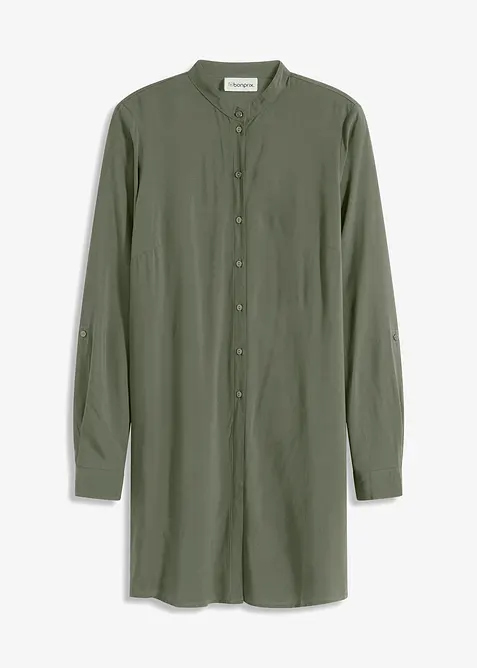Longbluse aus fließender Viskose in schwarz von vorne - bonprix
