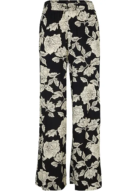 Palazzo-Hose aus fließender Viskose in schwarz von vorne - bonprix