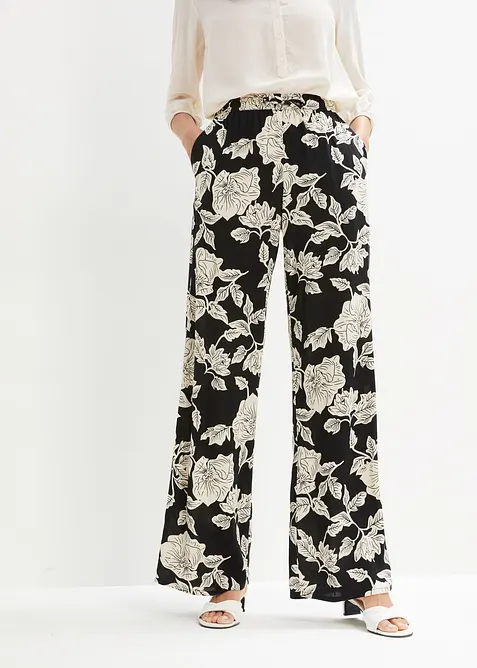 Palazzo-Hose aus fließender Viskose in schwarz von vorne - bonprix