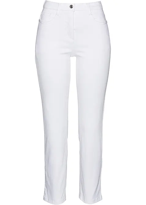 7/8 Stretch-Hose aus Twill in weiß von vorne - bonprix