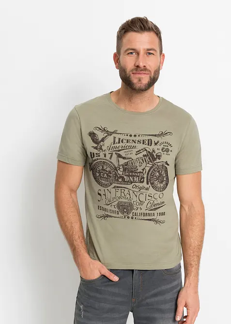 T-Shirt aus reiner Baumwolle in grün von vorne (im Anschnitt) - bonprix