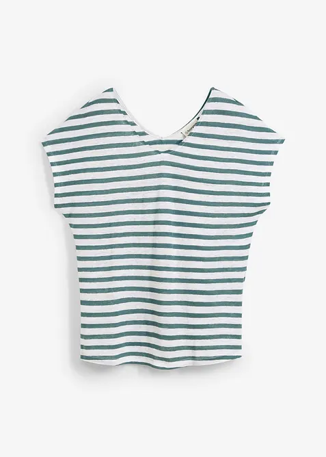 Shirt aus reinem Leinen mit Fledermausärmeln in petrol von vorne - bonprix