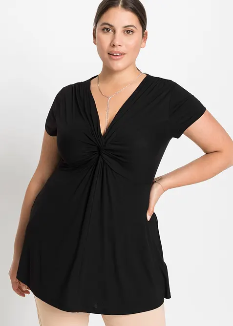 Shirt aus softem Viskose-Mix in schwarz von vorne (im Anschnitt) - bonprix