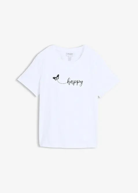 T-Shirt aus reiner Baumwolle in weiß von vorne - bonprix
