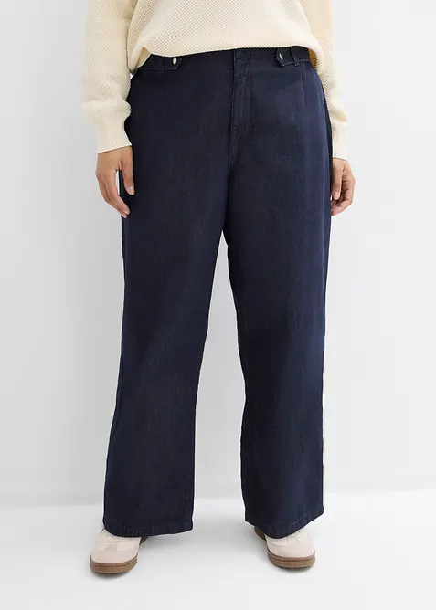 Loose Straight-Jeans High Waist in blau von vorne - bonprix