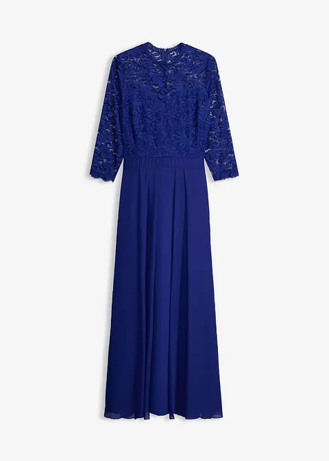 Maxikleid mit Spitze in blau von vorne - bonprix