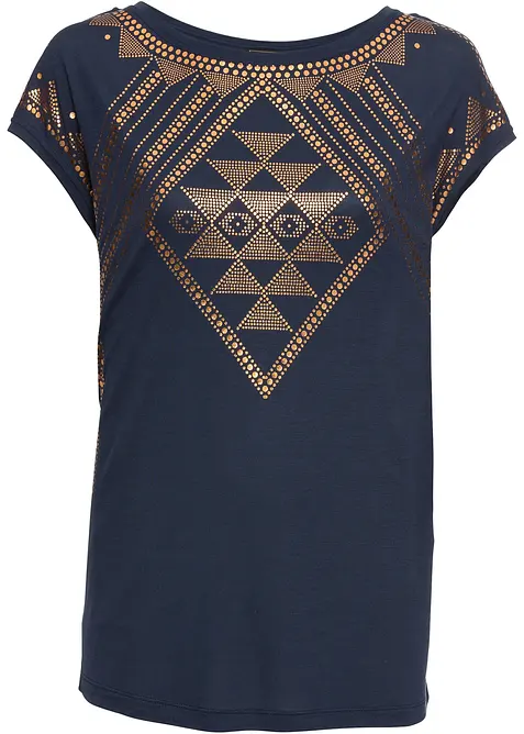 Shirt aus softer Viskose in blau von vorne - bonprix