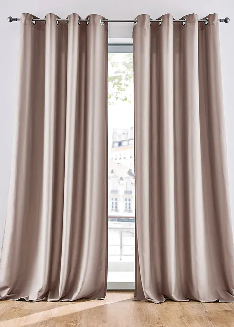 Blickdichte Vorhänge aus Microfaser (2er Pack) in beige - bonprix