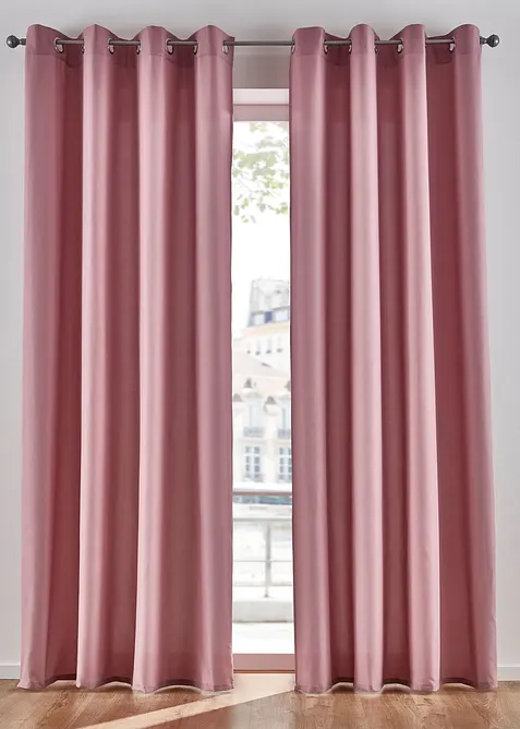 Blickdichte Vorhänge aus Microfaser (2er Pack) in rosa - bonprix