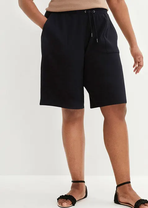 Sweat-Shorts aus Baumwoll-Mix in schwarz von vorne - bonprix