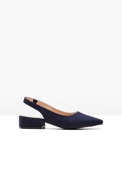 Slingpumps mit flachem Absatz in blau von vorne - bonprix