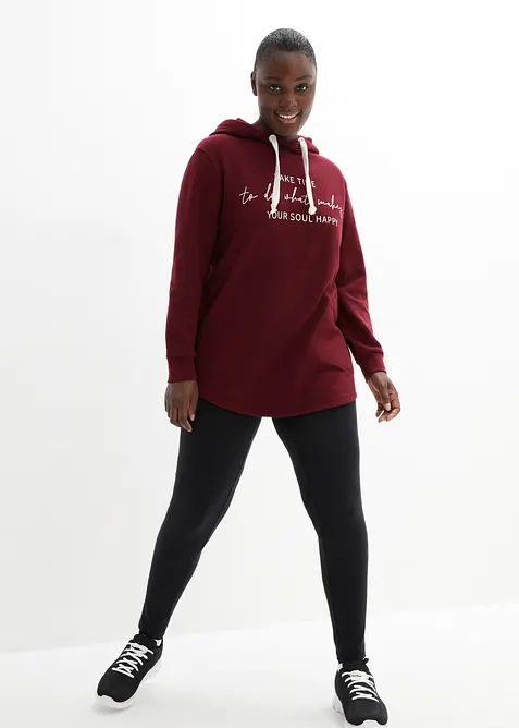 Jogginganzug mit Long-Sweatshirt und Leggings (2-tlg.) in rot von vorne (Totalaufnahme) - bonprix