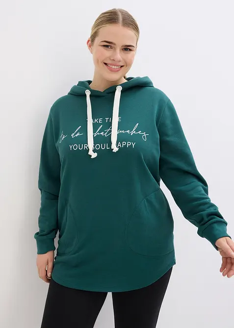 Jogginganzug mit Long-Sweatshirt und Leggings (2-tlg.) in schwarz von vorne (Totalaufnahme) - bonprix
