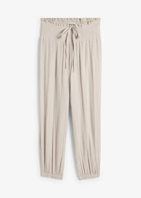 Musselin-Hose aus reiner Baumwolle in grau von vorne - bonprix