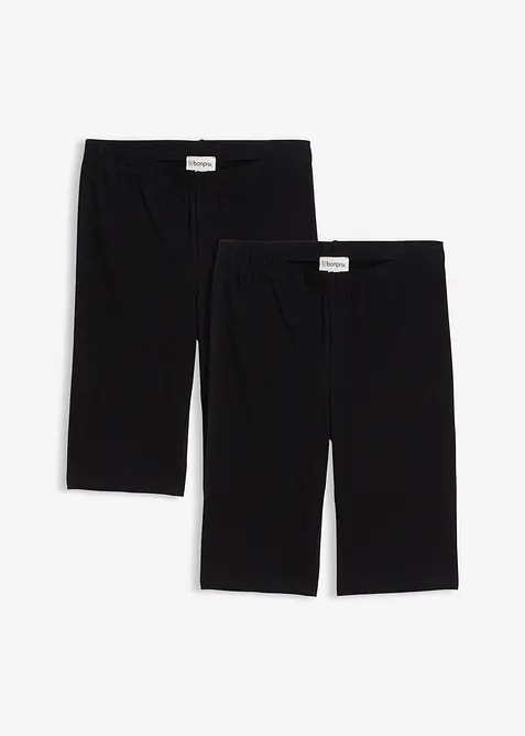 Lange Radlerhose (2er Pack) in schwarz von vorne - bonprix