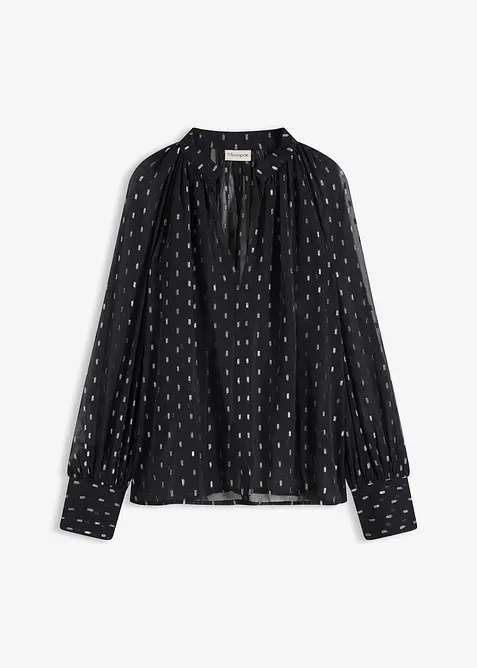Transparente Schlupfbluse in schwarz von vorne - bonprix