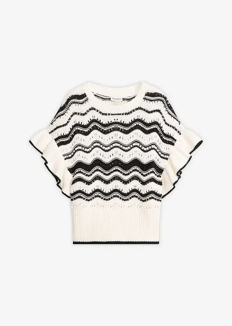 Strickshirt aus reiner Baumwolle in weiß von vorne - bonprix