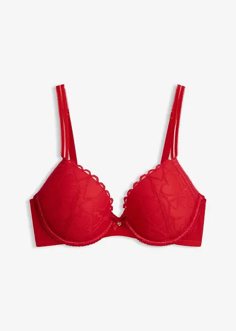 Schalen-BH mit Herzchenspitze in rot von vorne - bonprix