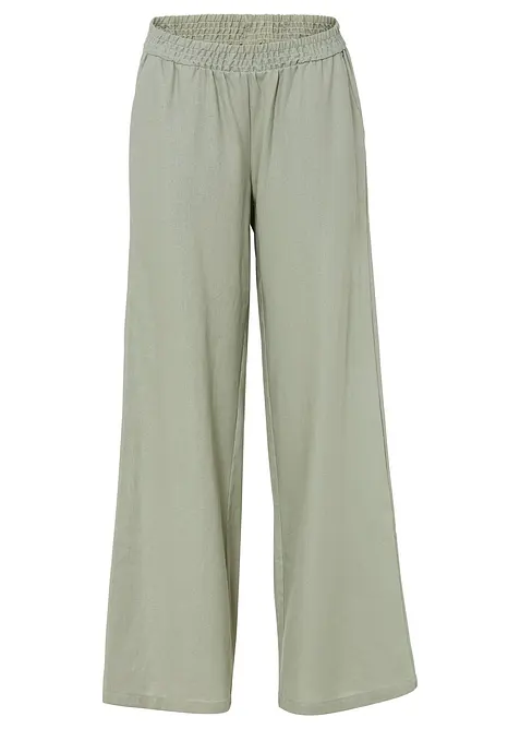 Palazzo-Hose aus Leinen-Viskose-Mix in grün von vorne - bonprix