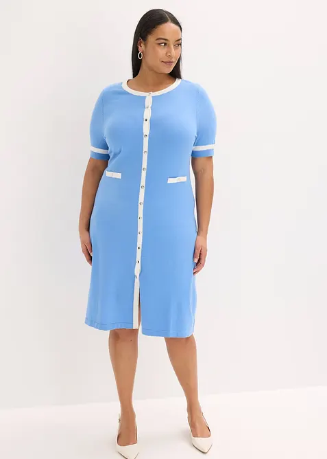 Strickkleid mit Viskose in blau von vorne (Totalaufnahme) - bonprix