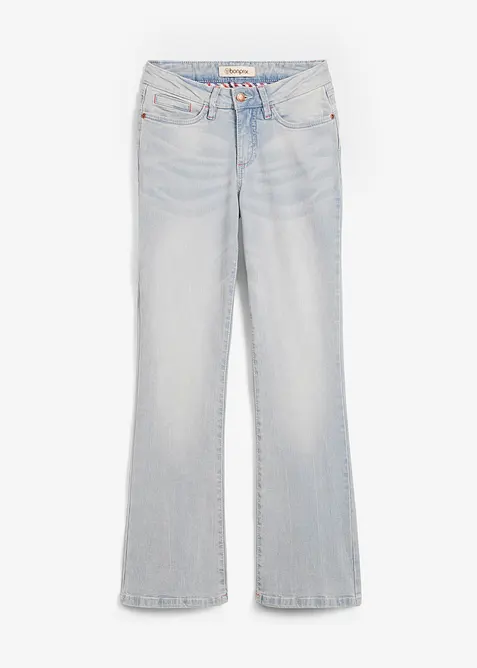 Bootcut Jeans Mid Waist, Stretch in blau von vorne - bonprix