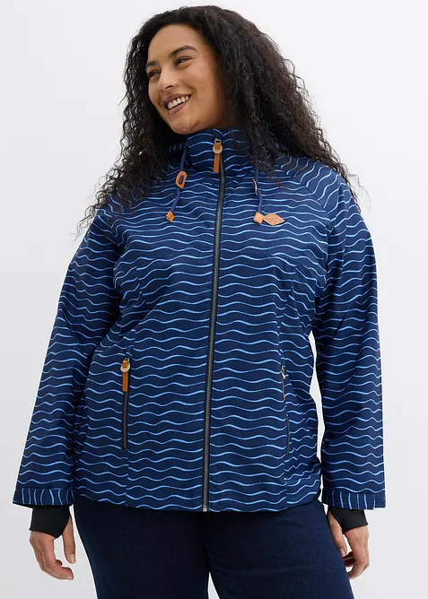 wasserdichte  Funktions-Jacke in blau von vorne (im Anschnitt) - bonprix